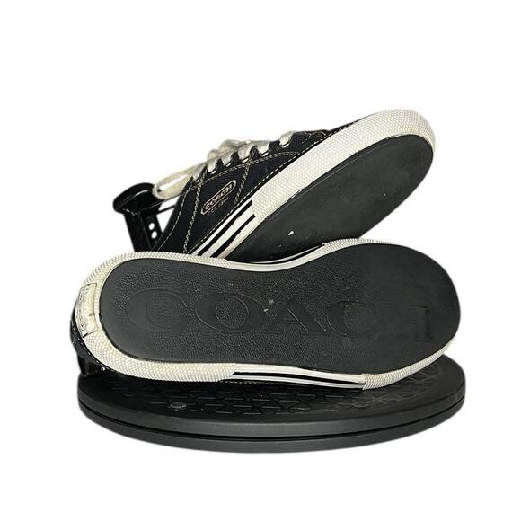 Womens Coach Elen Classic Canvas Lace Up Sneakers Size 6.5 Black White - Picture 5 of 6